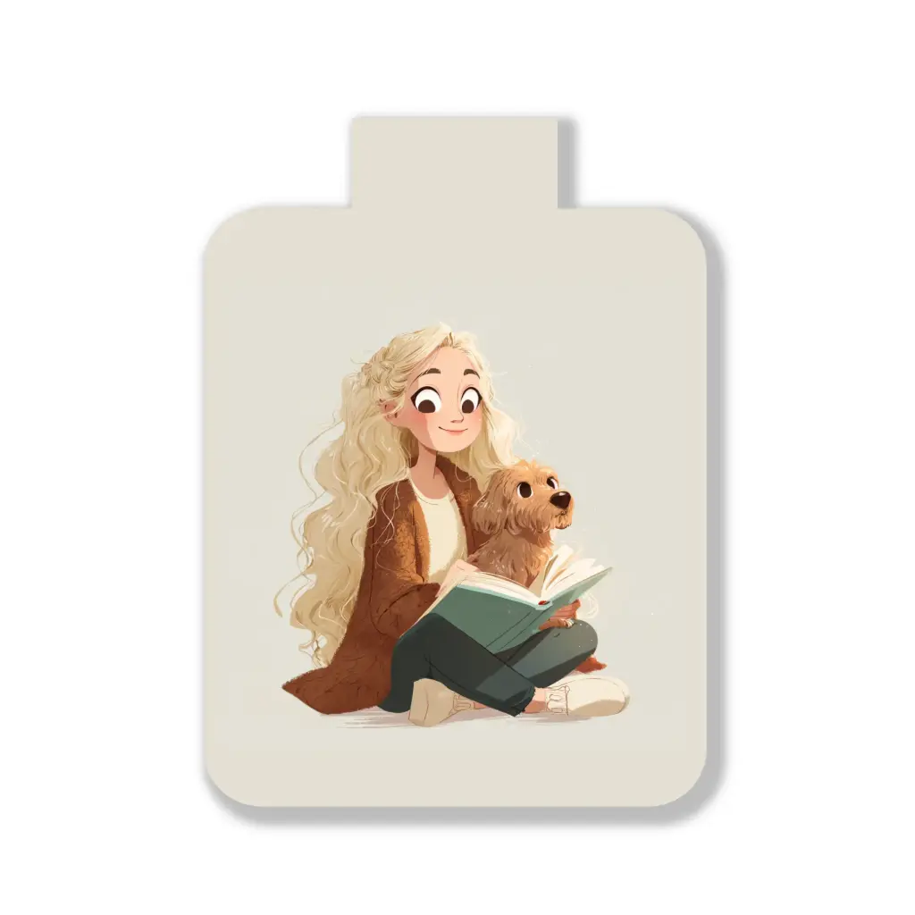 Blonde Girl & Dog Magnetic Bookmark